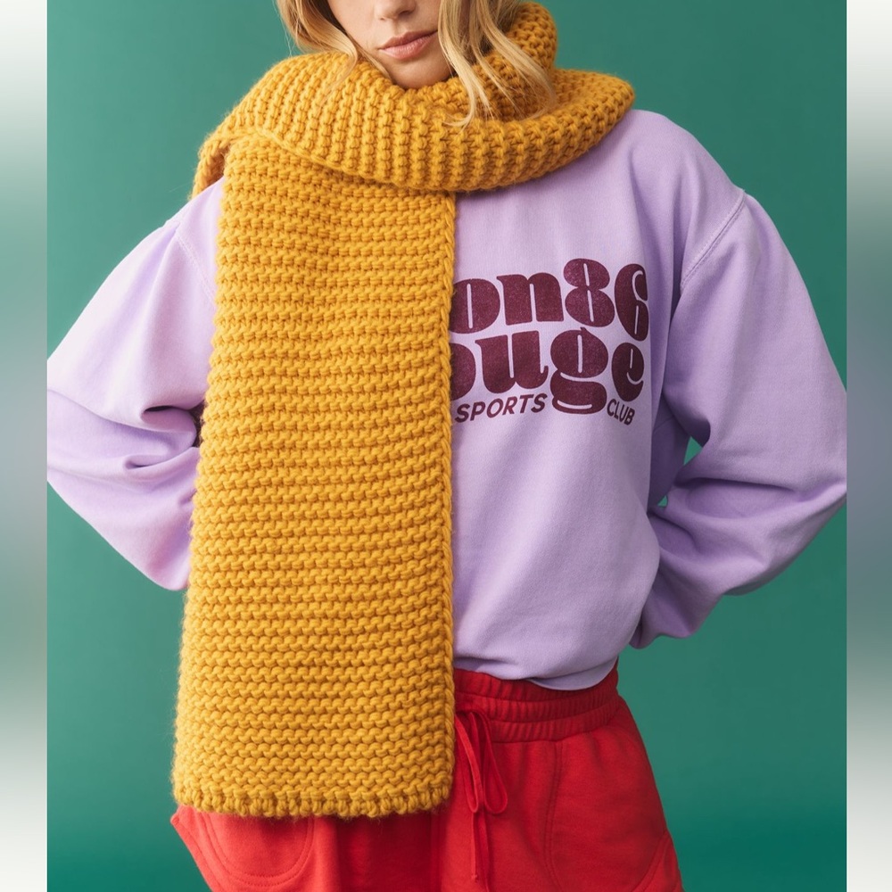 Anthropologie Chunky Knit Yellow Scarf